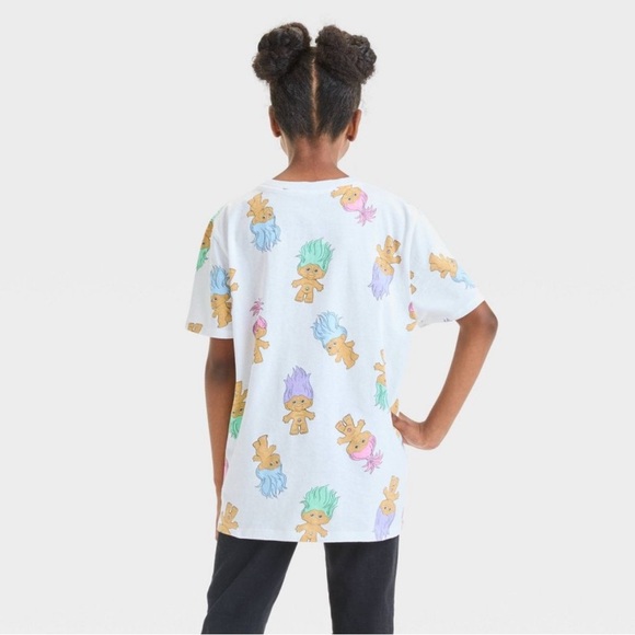 Trolls  Girl's Printed  T-Shirt White pastel Multicolor choose your size 👇 - Picture 3 of 7